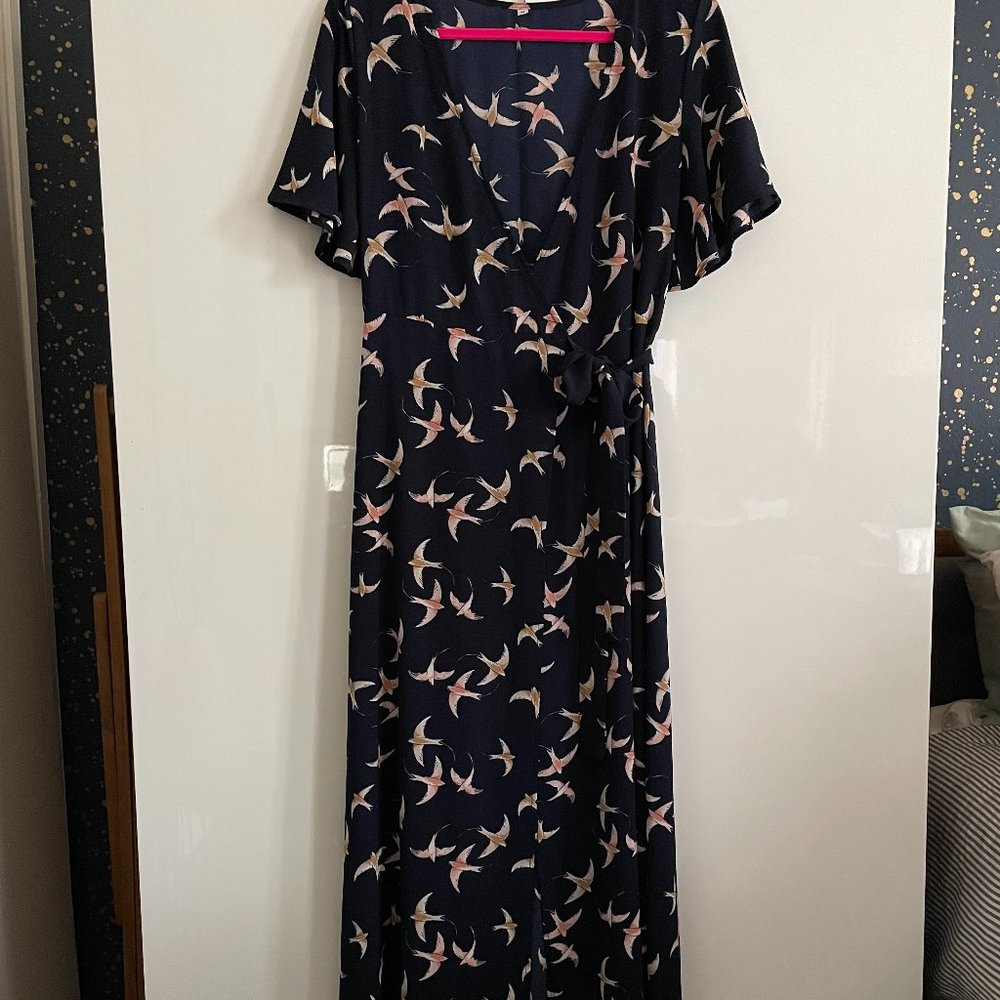 Medium Wrap around dress with bird print